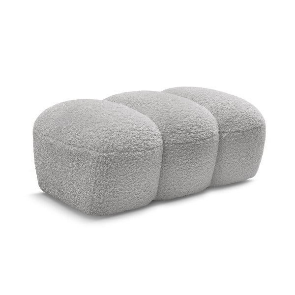 Taburet gri deschis cu tapițerie din țesătură bouclé Hippolyte – Bobochic Paris-image-3