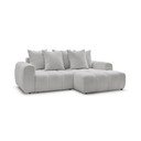 Colțar gri deschis extensibil/cu spațiu de depozitare cu tapițerie din țesătură bouclé (cu colț pe partea dreaptă/cu șezlong) Roxelane – Bobochic Paris