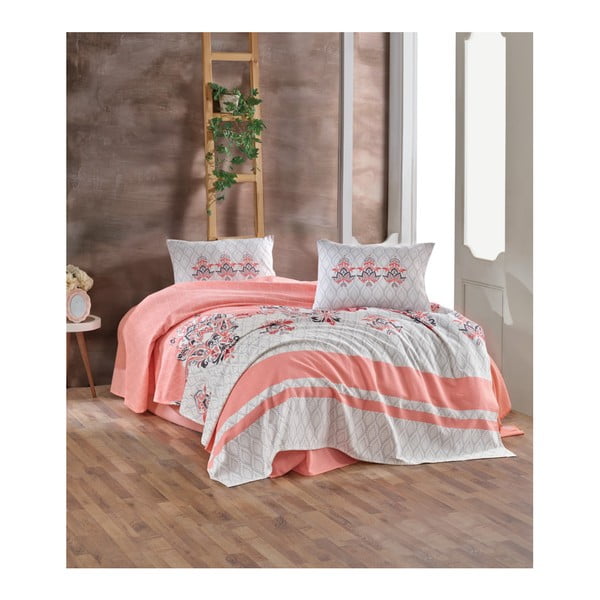 Cuvertură pat din bumbac Almina Pink, 200 x 230 cm