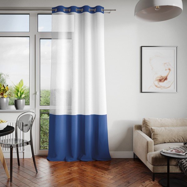 Perdea AmeliaHome Irvelette Eyelets, 140 x 270 cm, alb-albastru-image-2