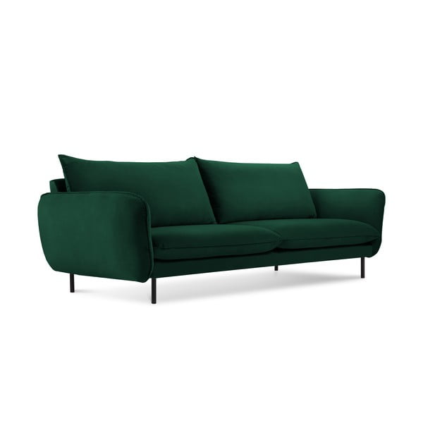 Canapea verde-închis cu tapițerie din catifea 200 cm Vienna – Cosmopolitan Design