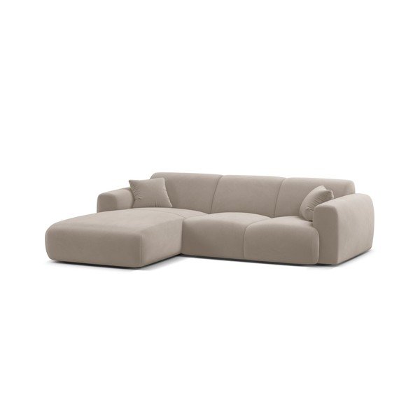 Colțar modular gri deschis cu tapițerie din catifea (cu colț pe partea stângă/cu șezlong) Molino – Micadoni 