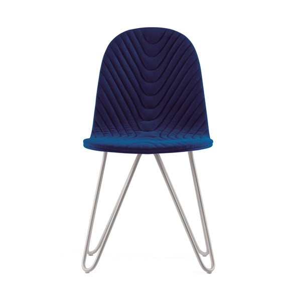 Scaun cu picioare metalice Iker Mannequin X Wave, albastru închis