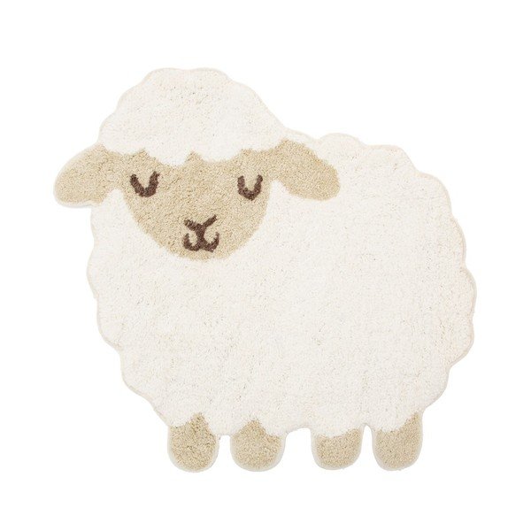 Covor din bumbac pentru copii Sass & Belle Baa Baa Lamb, 56 x 60 cm, alb