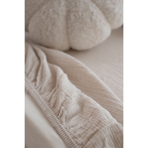 Cearceaf pentru copii bej din muselină pentru pătuț cu elastic 60x120 cm Burumcuk – Mijolnir-image-3