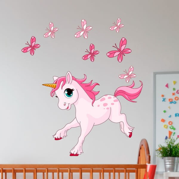 Autocolant de perete Ambiance Unicorn and Papillons-image-1