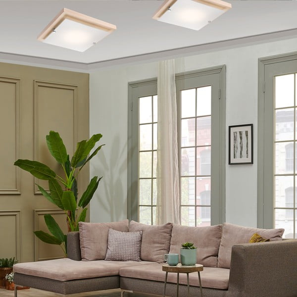 Plafonieră maro/în culoare naturală 30x30 cm Pedro – LAMKUR-image-3