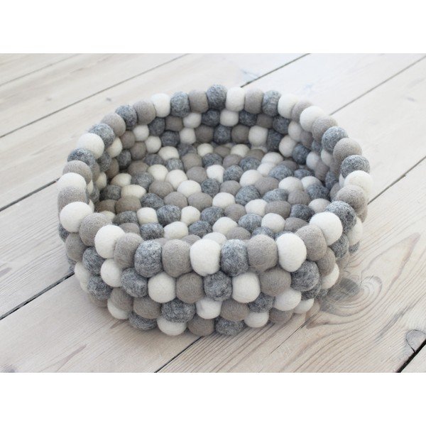 Coș depozitare cu bile din lână Wooldot Ball Basket, ⌀ 28 cm, alb - gri deschis