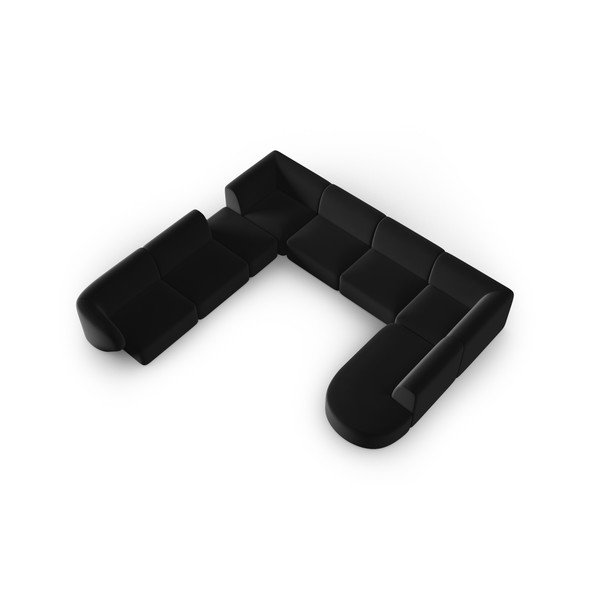 Colțar negru cu tapițerie din catifea (cu colț pe partea stângă, în formă de "U") Paolo – Milo Casa-image-1