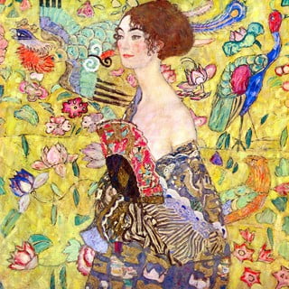 Reproducere tablou Gustav Klimt - Lady With Fan, 70x70 cm