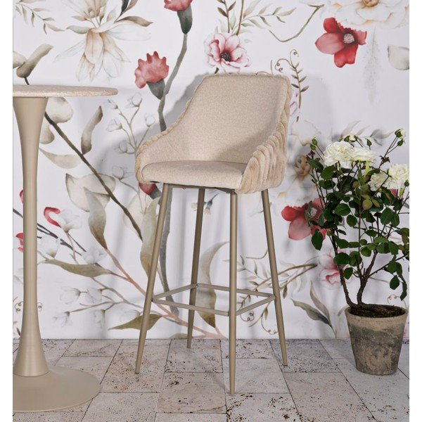 Scaune de bar crem cu cotiere 2 buc. tapițate (înălțime șezut 78 cm) Alaska – Mauro Ferretti-image-1