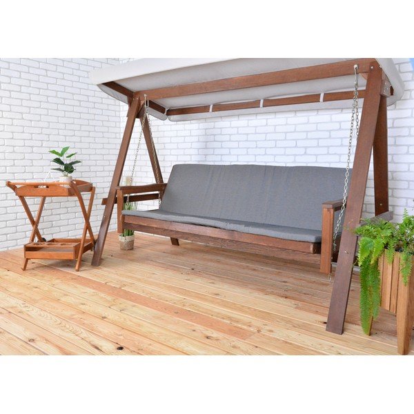 Balansoar de grădină gri/maro din lemn Adelaida – Rojaplast-image-2