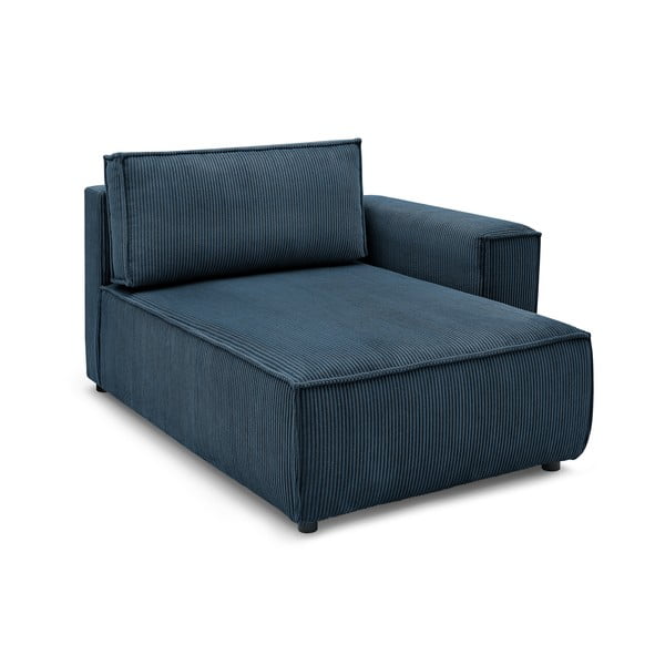 Modul pentru canapea albastru închis cu tapițerie din catifea reiată  (cu colț pe partea dreaptă) Nihad modular – Bobochic Paris
