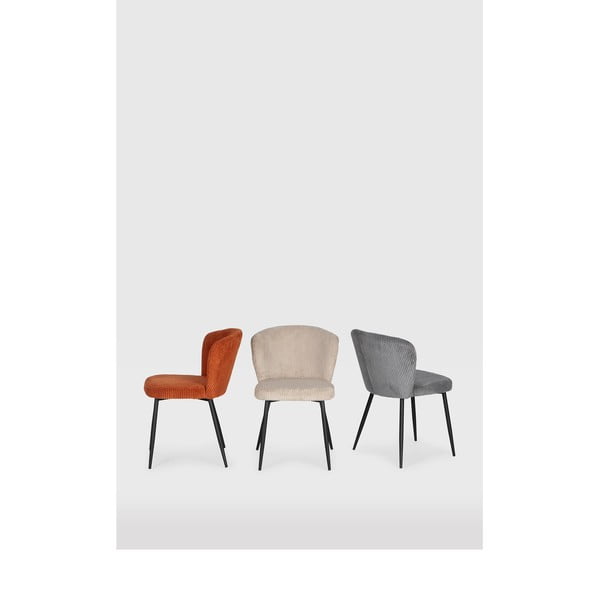 Scaune de dining gri 4 buc. din catifea reiată Megan – Marckeric-image-1