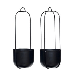 Set 2 ghivece suspendate din fier Hübsch Juro, negru