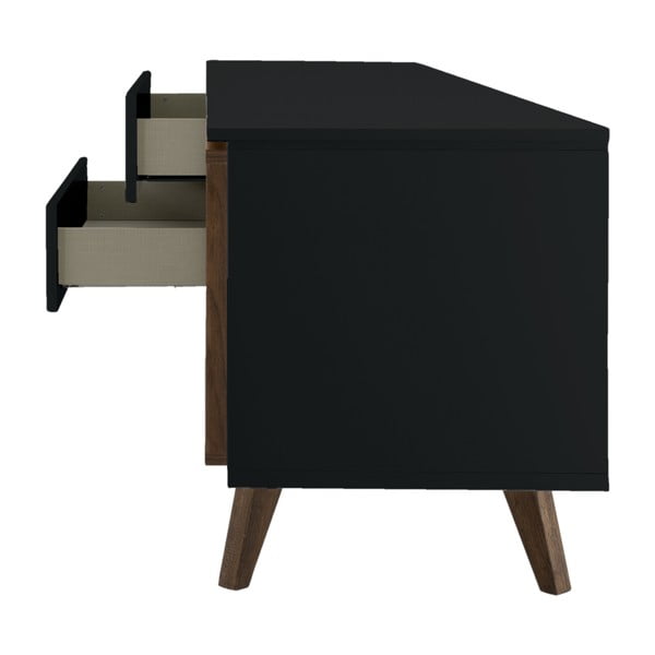 Comodă neagră-cu aspect de lemn de nuc 210x57 cm Plain – Tenzo-image-4