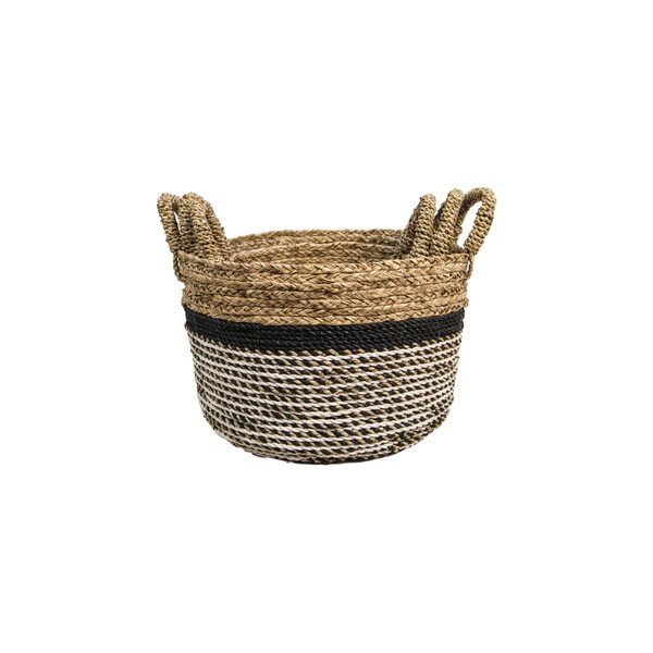 Set 3 coșuri depozitare HSM collection Raffia Natural Gris-image-3