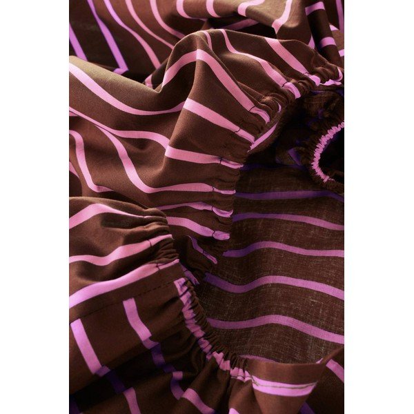 Cearceaf roz/maro din bumbac organic cu elastic 90x200 cm Sima – Jotex