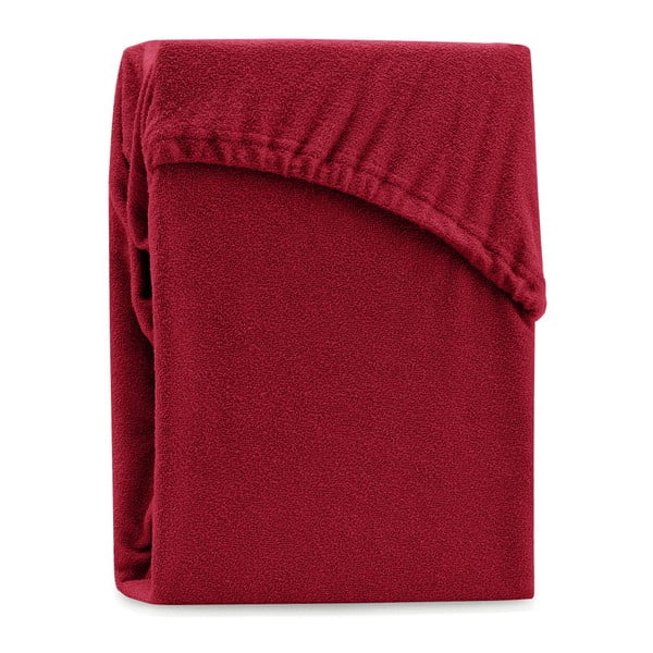 Cearșaf elastic pentru pat dublu AmeliaHome Ruby Siesta, 200-220 x 200 cm, roșu închis