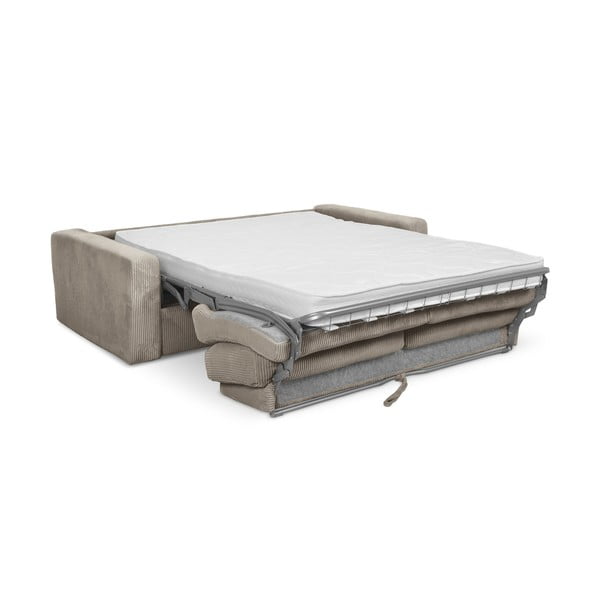 Canapea maro deschis extensibilă cu tapițerie din catifea reiată  195 cm Nona – Makamii-image-3