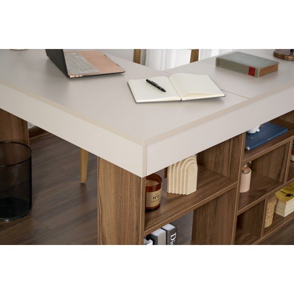 Birou cu aspect de lemn de nuc 120x130 cm Vesper – Kalune Design-image-4