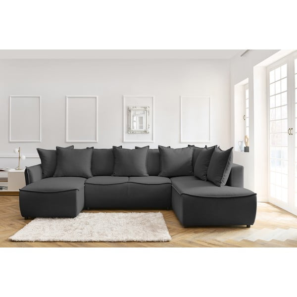 Colțar gri închis extensibil (cu colțar pe partea dreaptă) Leon – Bobochic Paris-image-1