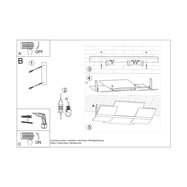 Plafonieră albă cu abajur din sticlă 53x61 cm Marett – Sollux-image-2