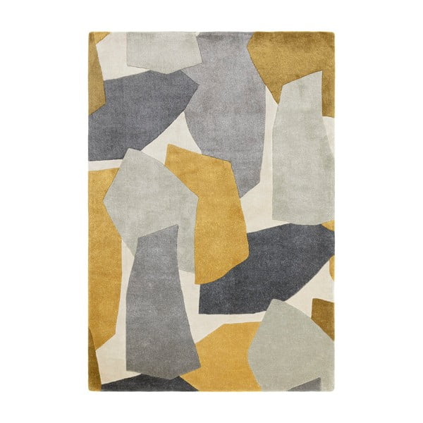 Covor galben ocru/gri handmade din fibre reciclate 160x230 cm Romy – Asiatic Carpets