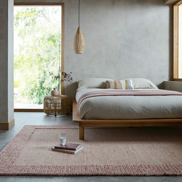 Covor roz deschis țesut manual din amestesc de lână 200x290 cm Rue – Flair Rugs-image-1