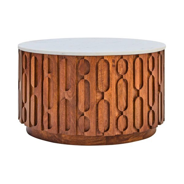 Măsuță de cafea în culoare naturală rotundă cu blat din marmură ø 70 cm Torcino – Premier Housewares-image-2