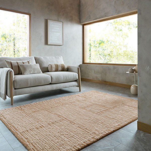 Covor în culoare naturală țesut manual din lână 160x230 cm Harris Modula Wool – Flair Rugs-image-1