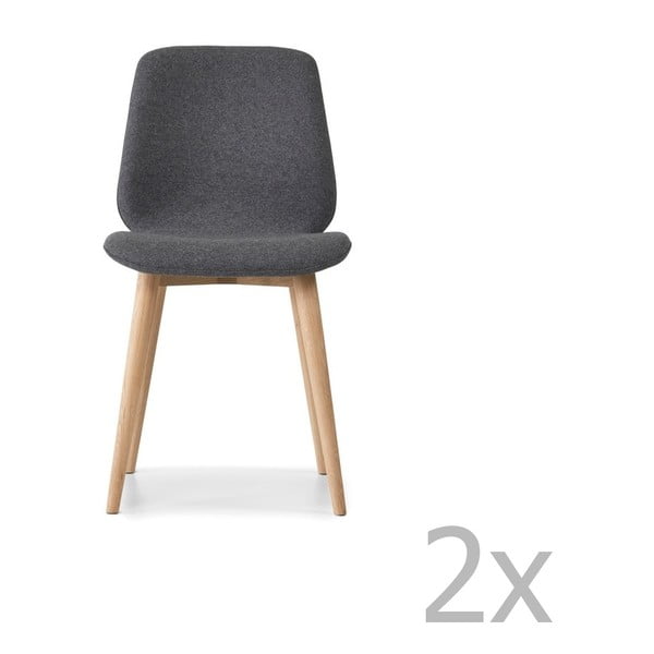 Set 2 scaune cu picioare din lemn masiv de stejar WOOD AND VISION Cut, gri