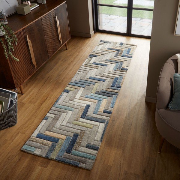 Covor din lână Flair Rugs Russo, 60 x 230 cm, gri-albastru-image-4