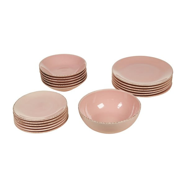 Set veselă din ceramică Santiago Pons, 19 piese, roz 