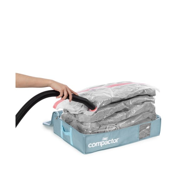 Cutie de depozitare sub pat din plastic cu vacuum 65x45x15,5 cm Blue Edition – Compactor-image-1