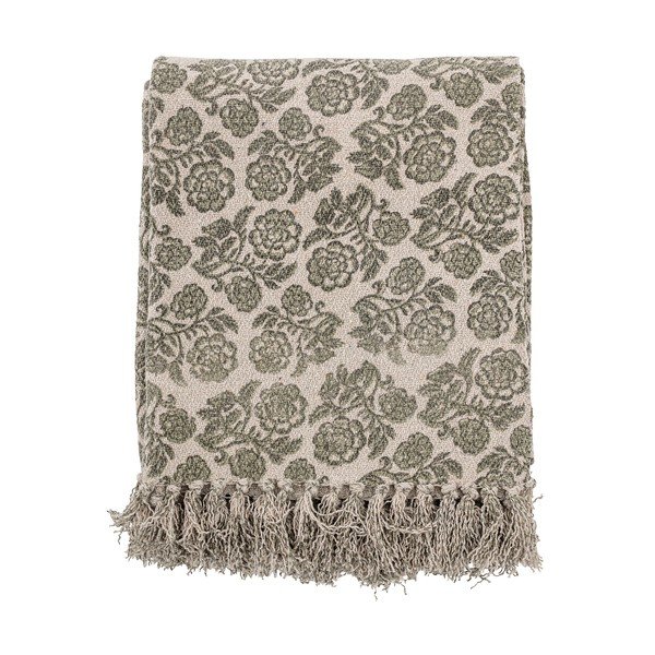 Șal de Crăciun din bumbac Bloomingville Ritchi, 150x120 cm, gri-verde-image-1