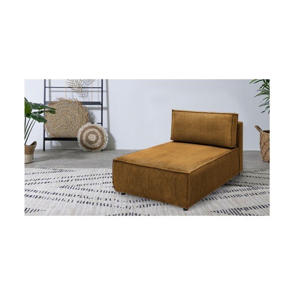 Modul pentru canapea galben muștar cu tapițerie din catifea reiată  (cu colț variabil) Nihad modular – Bobochic Paris-image-1