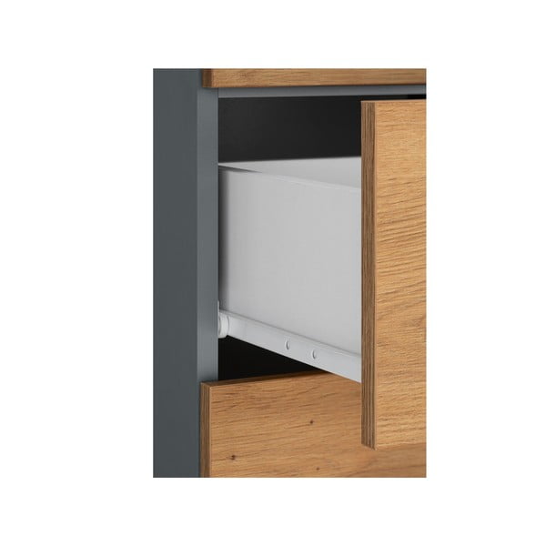 Dulap de baie în culoare naturală înalt/îngust cu aspect de lemn de stejar 130x35 cm Malika – Støraa-image-4