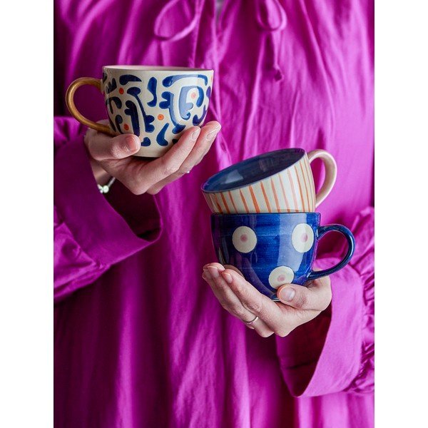 Căni 3 buc. pentru latte din gresie ceramică 290 ml Eviaya – Bloomingville-image-1