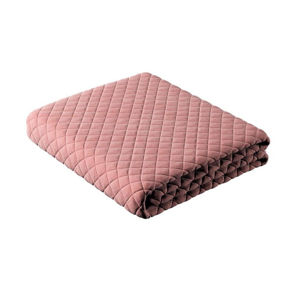 Cuvertură roz matlasată pentru pat dublu 170x210 cm Posh Velvet - Yellow Tipi