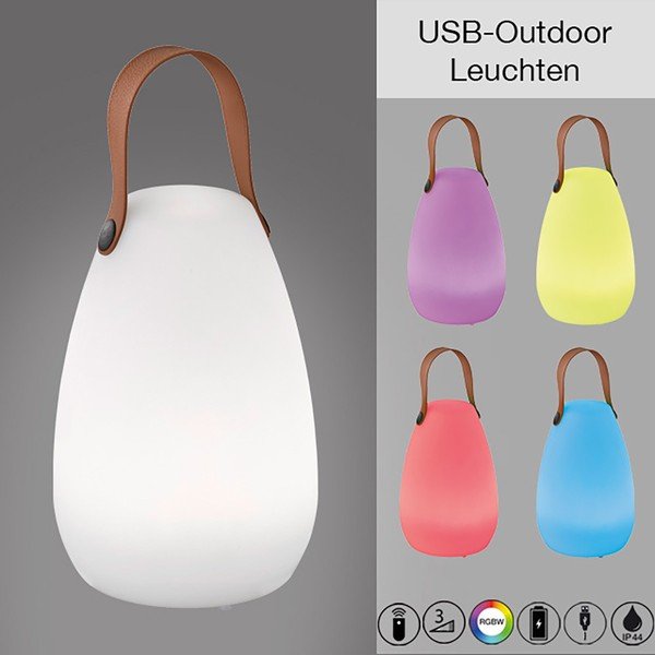 Veioză albă/maro LED (înălțime 26 cm) Ruby – Fischer & Honsel-image-2