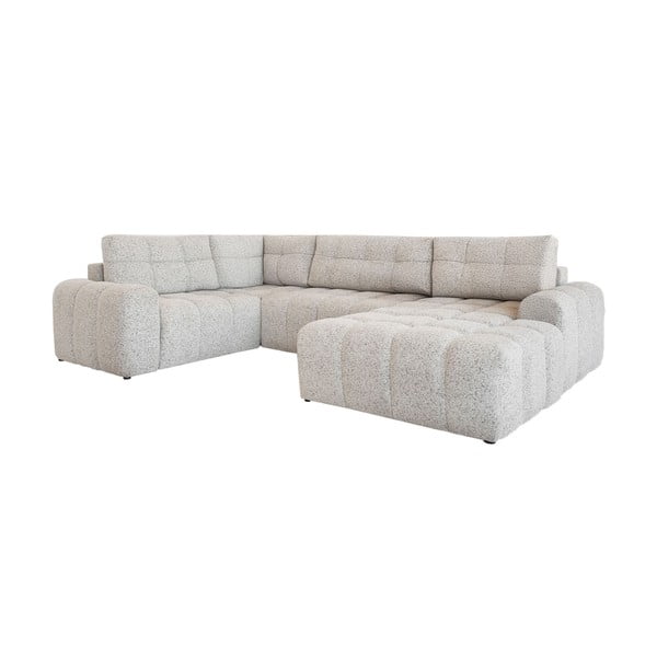 Colțar modular bej extensibil/cu spațiu de depozitare (cu colț pe partea stângă) Lulu – Miuform