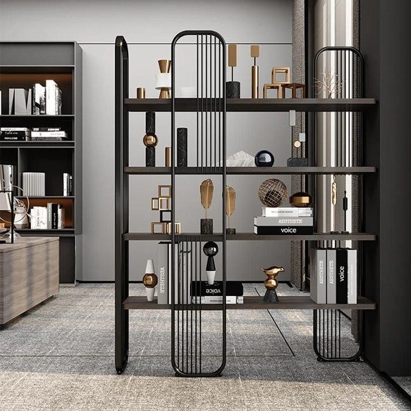 Etajeră neagră cu aspect de lemn de nuc 125x180 cm Sierra – Kalune Design-image-1