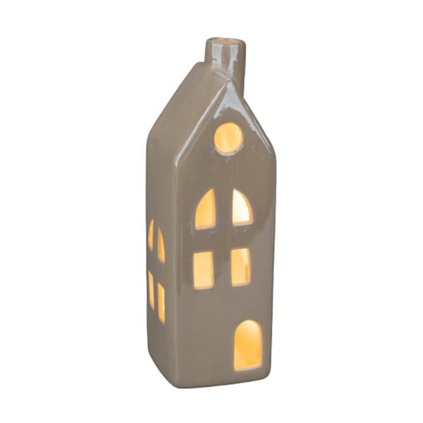 Decorațiune din ceramică în formă de casă, cu LED, Ego Dekor, înălțime 10,5 cm