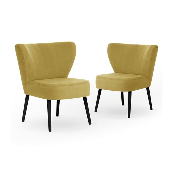 Set 2 scaune cu picioare negre My Pop Design Hamilton, galben