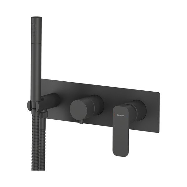 Baterie negru-mat pentru duș încastrată (3 ieșiri) Spy – Sapho-image-2