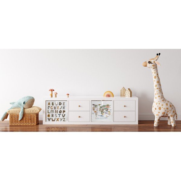 Organizator de jucării pentru copii alb din material textil 32x32x32 cm Dino World Map – Butter Kings-image-1