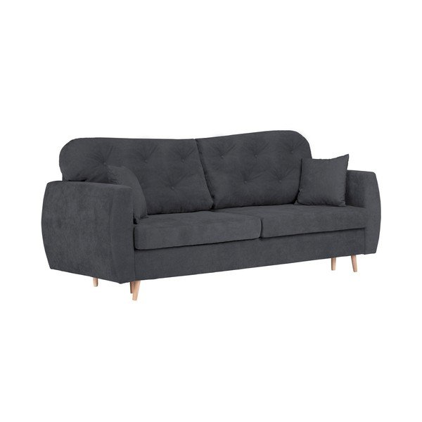 Canapea extensibilă cu 3 locuri și spațiu pentru depozitare Mazzini Sofas Orchid, gri închis-image-1