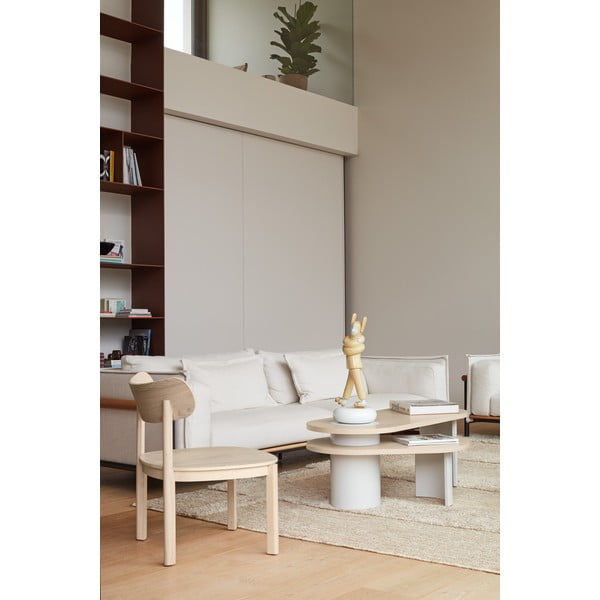 Măsuță de cafea crem/în culoare naturală cu aspect de lemn de frasin 50x120 cm Nori – Teulat-image-2