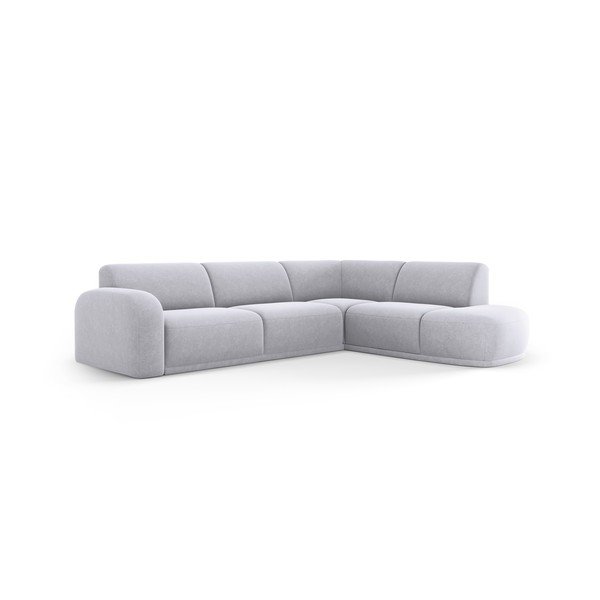 Colțar gri deschis cu tapițerie din catifea Erin – Micadoni Home-image-2